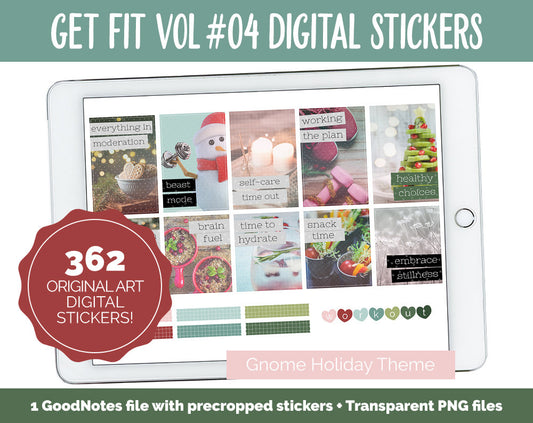 Get Fit Vol #04 Digital Stickers | GoodNotes & iPad | Fitness, Health, Self-Care, Workout | Gnome for the Holidays
