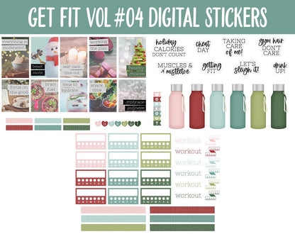 Get Fit Vol #04 Digital Stickers | GoodNotes & iPad | Fitness, Health, Self-Care, Workout | Gnome for the Holidays