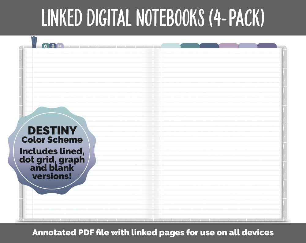 Linked Digital Notebooks 4- Pack | Destiny Theme | GoodNotes, iPad & Android