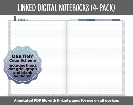 Linked Digital Notebooks 4- Pack | Destiny Theme | GoodNotes, iPad & Android
