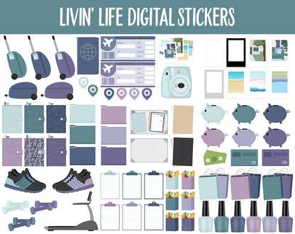 Livin' Life Digital Sticker Mega Bundle | GoodNotes & iPad | New Year, January, Goals, Vision Board, Travel, Errands, Adulting, Tasks