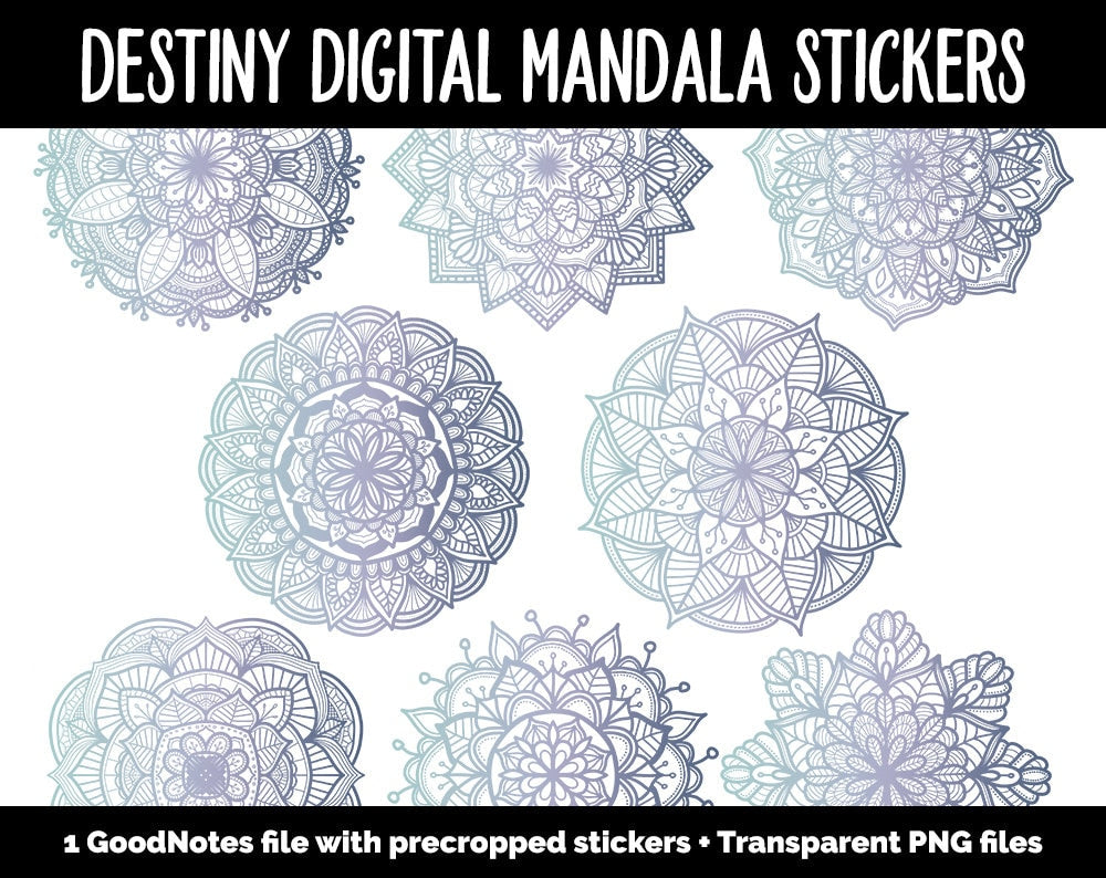 Destiny Mandala Digital Planner Stickers | GoodNotes, iPad and Android | Gradient, Ombre, Coloring