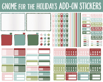 Gnome for the Holidays Add-On Digital Stickers | GoodNotes & iPad | Trackers, Budget, Fitness, Health, Habits