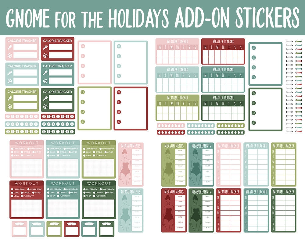 Gnome for the Holidays Add-On Digital Stickers | GoodNotes & iPad | Trackers, Budget, Fitness, Health, Habits