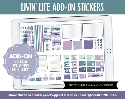 Livin' Life Add-On Digital Stickers | GoodNotes & iPad | Trackers, Budget, Fitness, Health, Habits