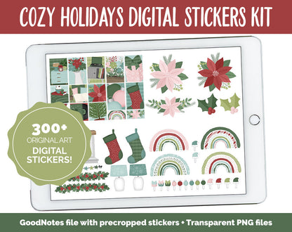 Cozy Holidays Digital Sticker Set | GoodNotes & iPad | Christmas, Winter, December, Home, Poinsettia, Floral, Furniture, Decor