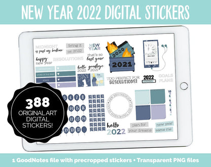 New Year 2022 Digital Planner Stickers | GoodNotes, iPad and Android