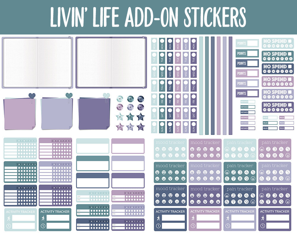 Livin' Life Add-On Digital Stickers | GoodNotes & iPad | Trackers, Budget, Fitness, Health, Habits