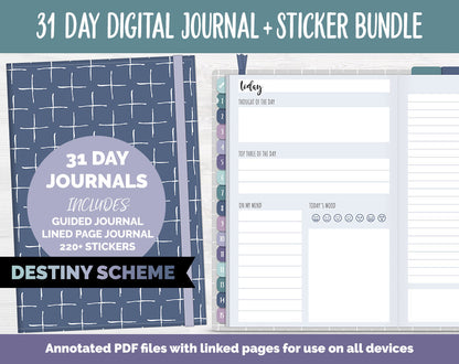 31 Day Digital Journal + Sticker Bundle | Destiny Theme