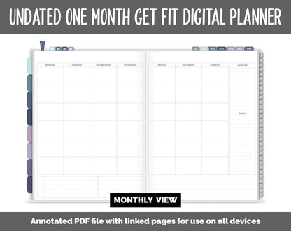 NEW! Undated Get Fit One Month Digital Planner | Destiny Theme - Best Health Edition | GoodNotes, iPad & Android | Fitness, Self-Care
