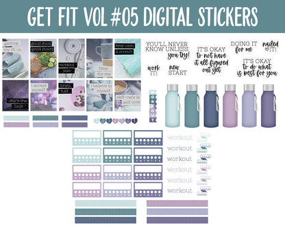 Get Fit Vol #05 Digital Stickers | GoodNotes & iPad | Fitness, Health, Self-Care, Workout | Livin Life