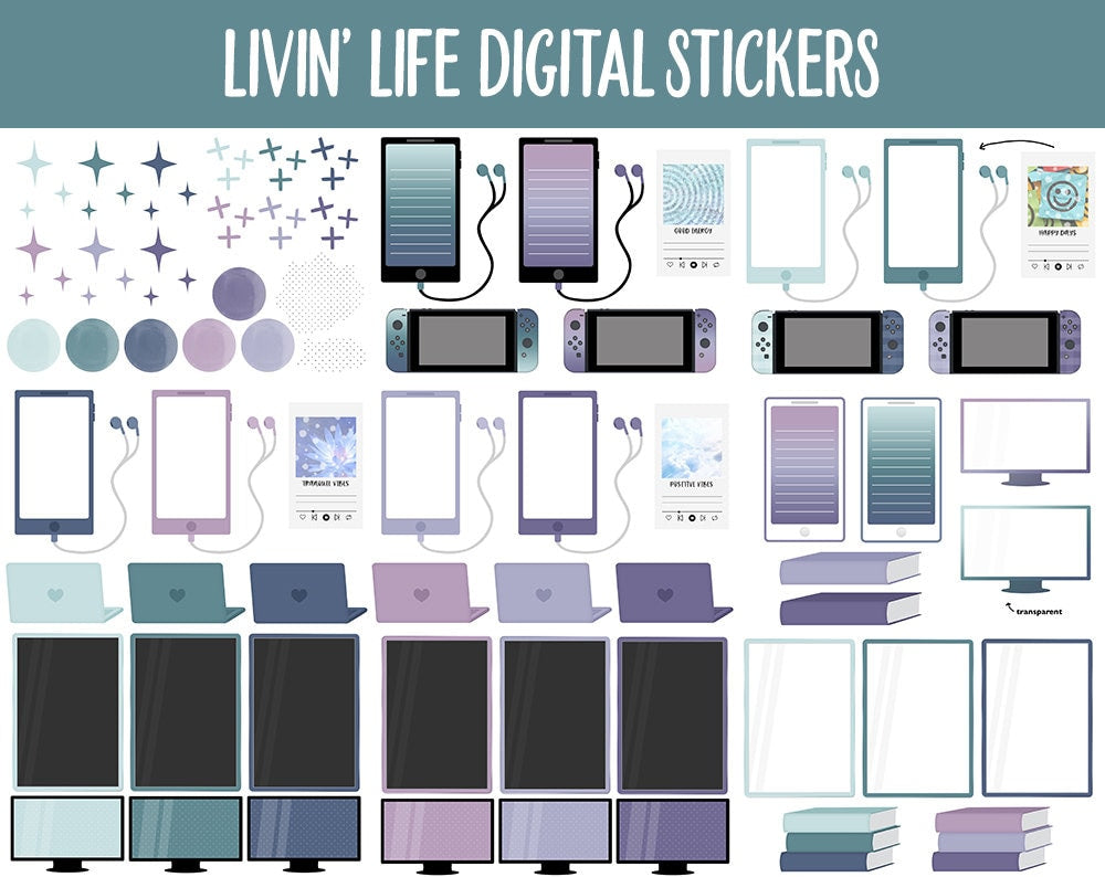 Livin' Life Digital Sticker Mega Bundle | GoodNotes & iPad | New Year, January, Goals, Vision Board, Travel, Errands, Adulting, Tasks