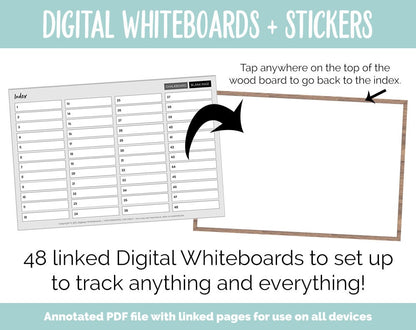 Digital Whiteboard + Stickers | GoodNotes, iPad & Android | Sticky Notes, Chalkboard, Magnets, Lists