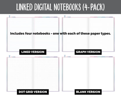 Linked Digital Notebooks 4- Pack | Amore Theme | GoodNotes, iPad & Android