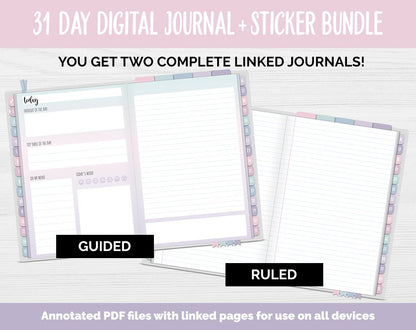 31 Day Digital Journal + Sticker Bundle | Amore Theme