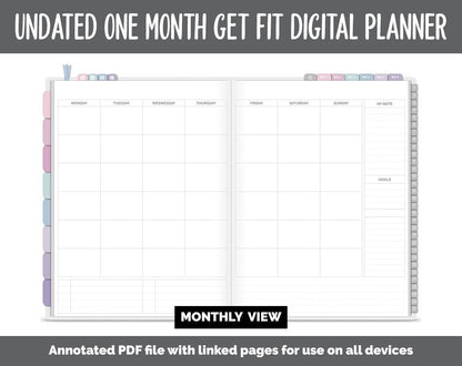 NEW! Undated Get Fit One Month Digital Planner | Amore Theme - Best Health Edition | GoodNotes, iPad & Android | Fitness, Self-Care