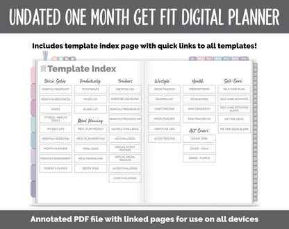 NEW! Undated Get Fit One Month Digital Planner | Amore Theme - Best Health Edition | GoodNotes, iPad & Android | Fitness, Self-Care