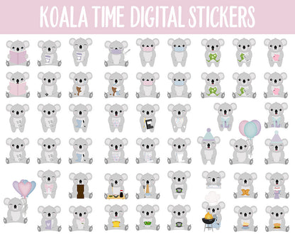 Koala Time Digital Sticker Mega Bundle | GoodNotes & iPad | February, Valentine, Self-Love, Goals, Activities, Travel, Adulting, Tasks
