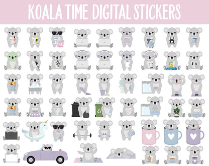 Koala Time Digital Sticker Mega Bundle | GoodNotes & iPad | February, Valentine, Self-Love, Goals, Activities, Travel, Adulting, Tasks
