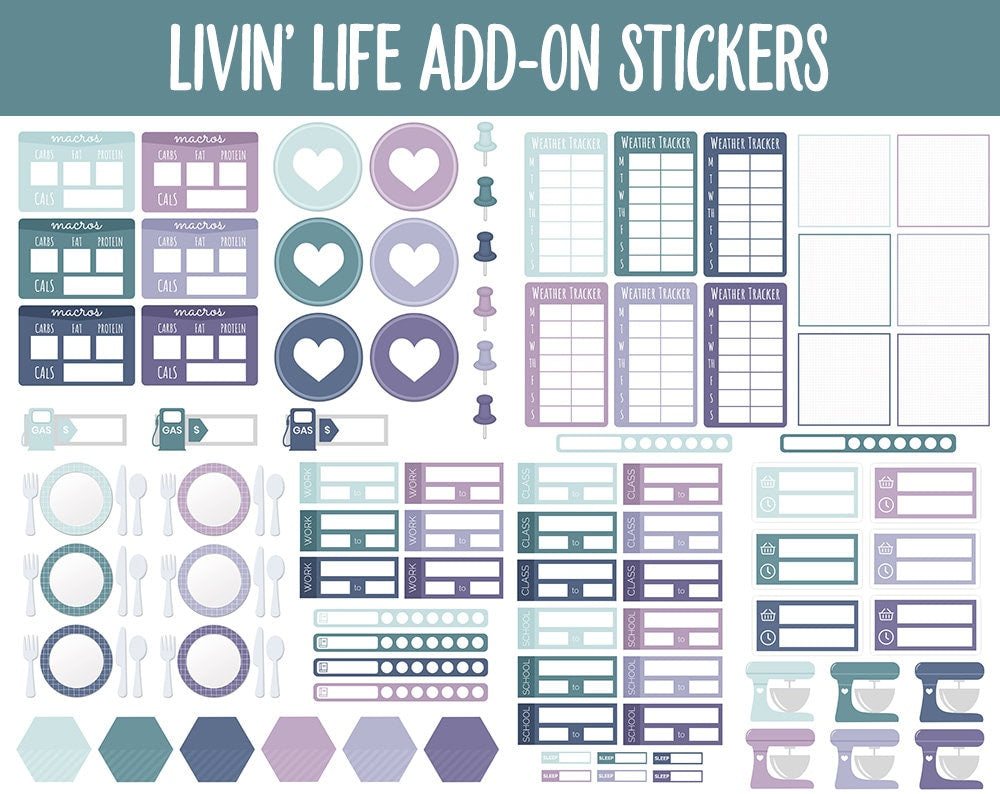 Livin' Life Add-On Digital Stickers | GoodNotes & iPad | Trackers, Budget, Fitness, Health, Habits