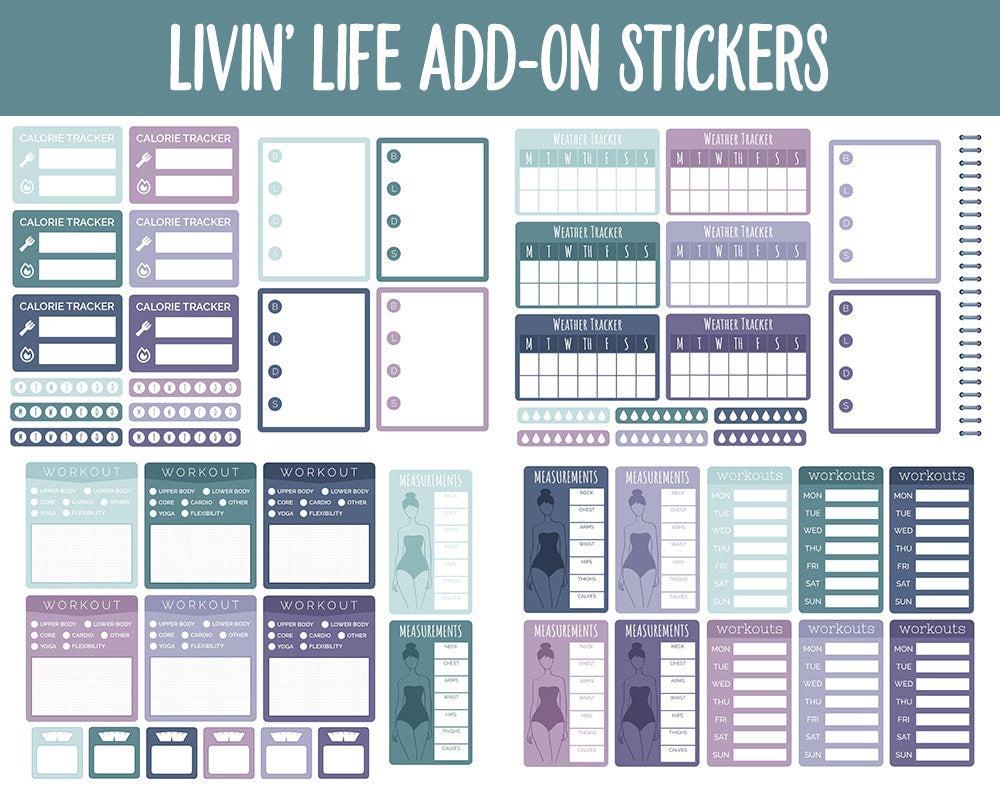 Livin' Life Add-On Digital Stickers | GoodNotes & iPad | Trackers, Budget, Fitness, Health, Habits
