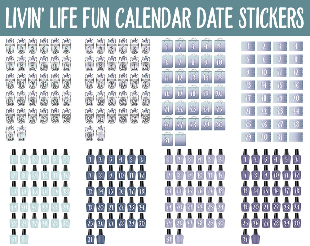Livin' Life Fun Calendar Date Digital Stickers | GoodNotes, iPad and Android
