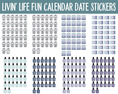 Livin' Life Fun Calendar Date Digital Stickers | GoodNotes, iPad and Android