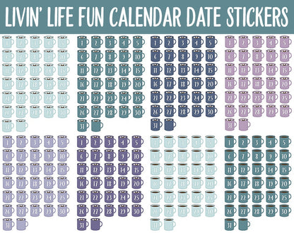 Livin' Life Fun Calendar Date Digital Stickers | GoodNotes, iPad and Android