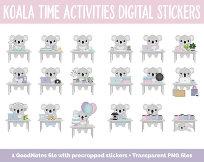 Koala Time Activities Digital Stickers | GoodNotes & iPad | Crafts, School, Work, Hobbies