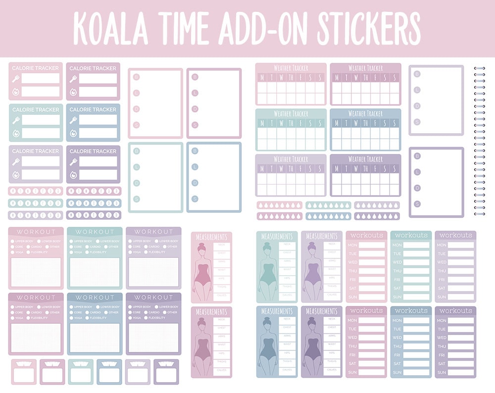 Koala Time Add-On Digital Stickers | GoodNotes & iPad | Trackers, Budget, Fitness, Health, Habits