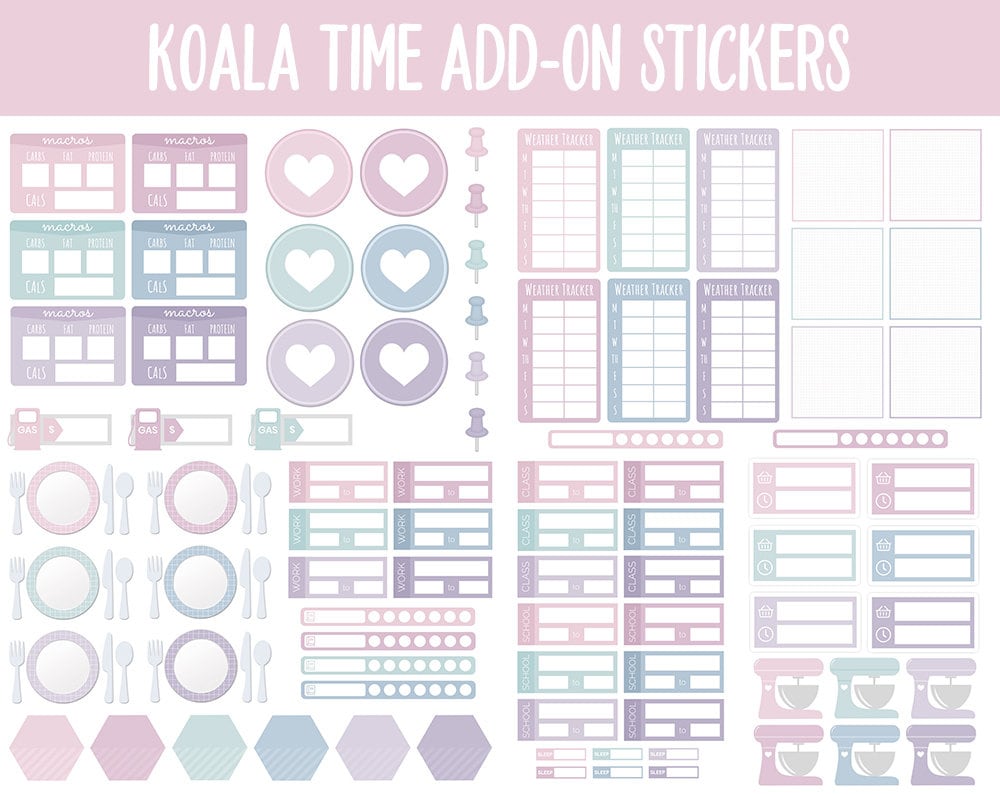 Koala Time Add-On Digital Stickers | GoodNotes & iPad | Trackers, Budget, Fitness, Health, Habits