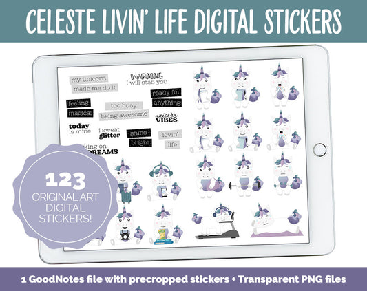 Celeste Livin' Life Digital Planner Stickers | GoodNotes, iPad and Android | Kawaii, Cleaning, Work, Tasks, Activities, Planning
