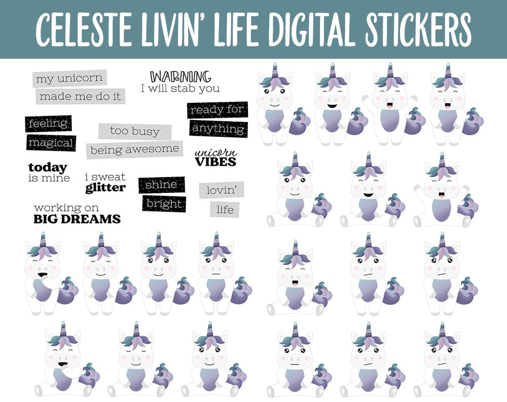 Celeste Livin' Life Digital Planner Stickers | GoodNotes, iPad and Android | Kawaii, Cleaning, Work, Tasks, Activities, Planning