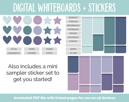 Digital Whiteboard + Stickers | GoodNotes, iPad & Android | Sticky Notes, Chalkboard, Magnets, Lists
