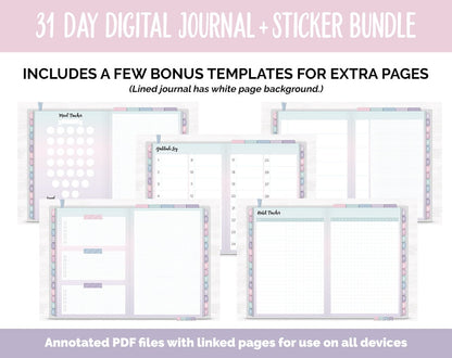 31 Day Digital Journal + Sticker Bundle | Amore Theme