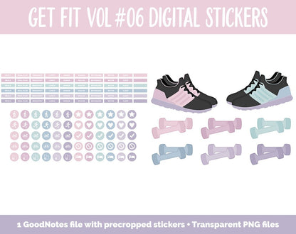 Get Fit Vol #06 Digital Stickers | GoodNotes & iPad | Fitness, Health, Self-Care, Workout | Koala Time