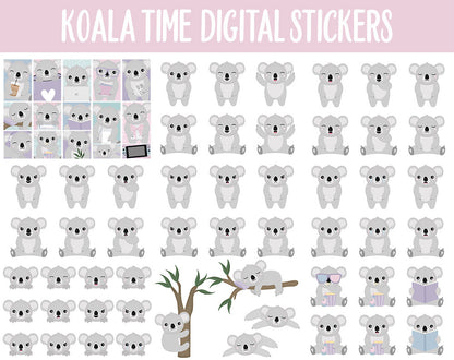 Koala Time Digital Sticker Mega Bundle | GoodNotes & iPad | February, Valentine, Self-Love, Goals, Activities, Travel, Adulting, Tasks