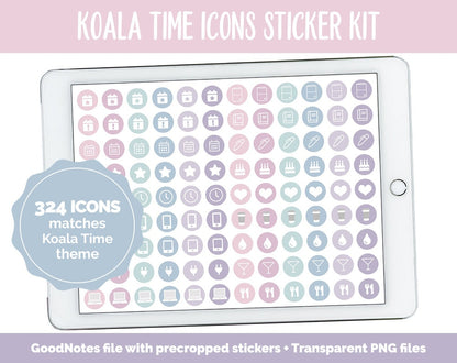 Koala Time Icon Digital Planner Stickers | GoodNotes, iPad and Android | Icons, Life, Weather, Everyday