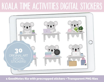 Koala Time Activities Digital Stickers | GoodNotes & iPad | Crafts, School, Work, Hobbies