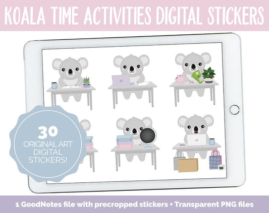 Koala Time Activities Digital Stickers | GoodNotes & iPad | Crafts, School, Work, Hobbies