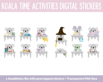 Koala Time Activities Digital Stickers | GoodNotes & iPad | Crafts, School, Work, Hobbies