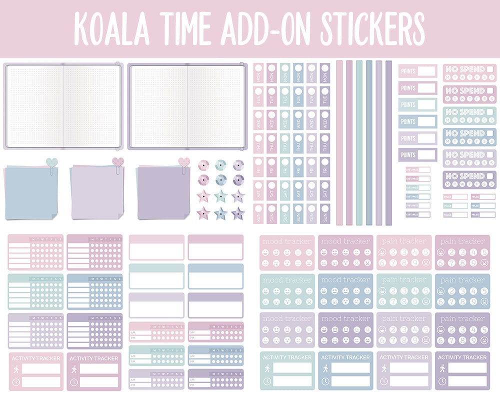 Koala Time Add-On Digital Stickers | GoodNotes & iPad | Trackers, Budget, Fitness, Health, Habits