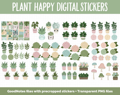 Plant Happy Digital Sticker Mega Bundle | GoodNotes & iPad | March, Growth, Floral, Spring, Goals, Tasks