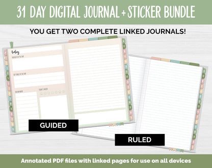 31 Day Digital Journal + Sticker Bundle | Flourish Theme