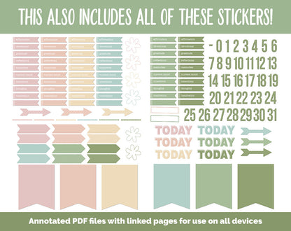 31 Day Digital Journal + Sticker Bundle | Flourish Theme