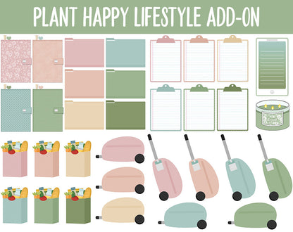 Plant Happy Lifestyle Add-On Digital Stickers | GoodNotes & iPad | TV, Playlist, Travel, Reading, Work, Groceries