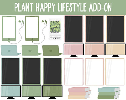 Plant Happy Lifestyle Add-On Digital Stickers | GoodNotes & iPad | TV, Playlist, Travel, Reading, Work, Groceries