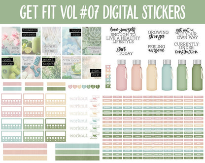 Get Fit Vol #07 Digital Stickers | GoodNotes & iPad | Fitness, Health, Self-Care, Workout | Plant Happy