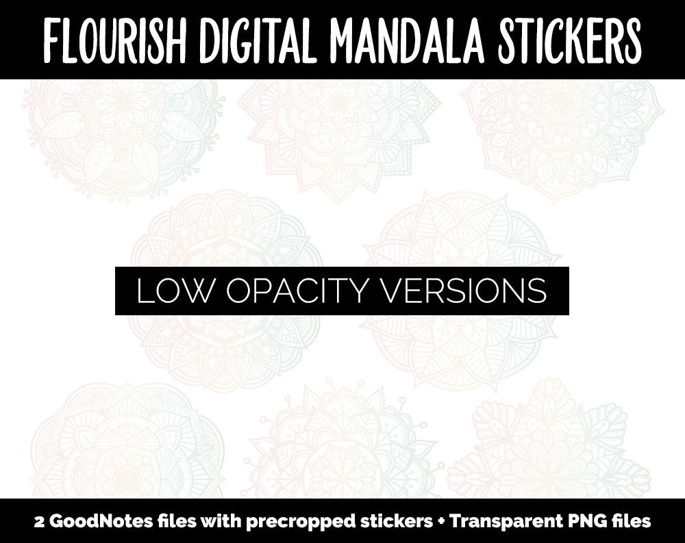 Flourish Mandala Digital Planner Stickers | GoodNotes, iPad and Android | Gradient, Ombre, Coloring