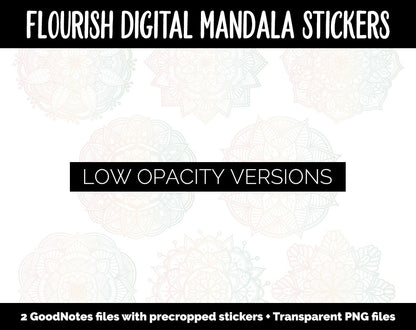 Flourish Mandala Digital Planner Stickers | GoodNotes, iPad and Android | Gradient, Ombre, Coloring